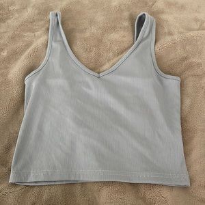Grey cropped tank.